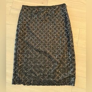 Ann Taylor Black Sequin Lattice Pencil Skirt